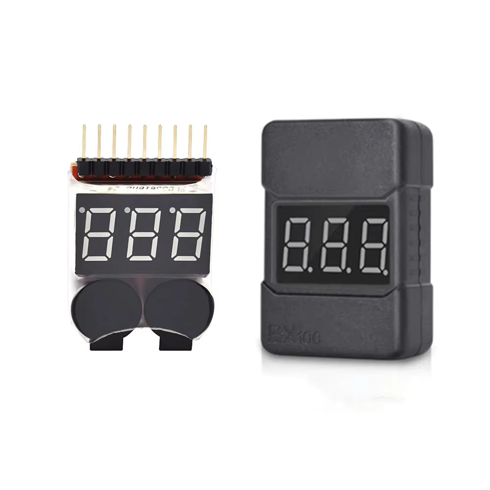 Drone Buzzer - BX100 1-8S リポバッテリー電圧インジケーターテスター 低電圧ブザーアラーム 3.7V 7.4V