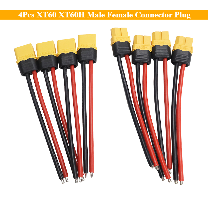 Drone Power Distribution Board - 4個入り XT60 XT60H オス・メスコネクタープラグ、16 AWG ソフトシリコンワイヤー延長コード付き、RCリポバッテリー、FPVドローン拡張用